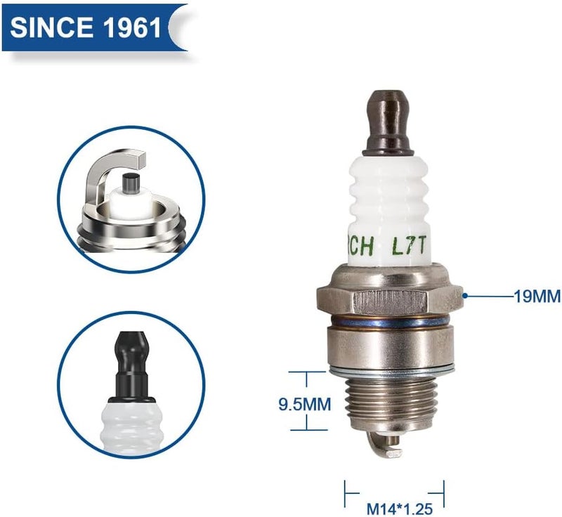 TORCH L7T Spark Plug Replaces Champion CJ7Y CJ8Y, for NGK BPM7A BPM6A, for Bosch WS5F WS6F, for Denso W20MP-U, for Brisk P15Y, for Husqvarna Poulan Craftsman Stihl Chainsaw MS461 MS382, OEM - Image 1